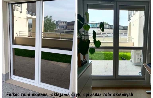 Folkos- folia lustro weneckie Warszawa -Usługa oklejania szyb folią wenecką