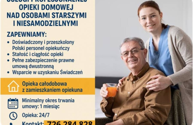 Opieka nad seniorem w domu Warszawa - 24 godziny/dobę. Całe Mazowieckie