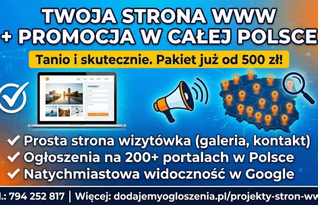 Strona internetowa od 500 PLN z mocną promocją na START/ FAKTURA