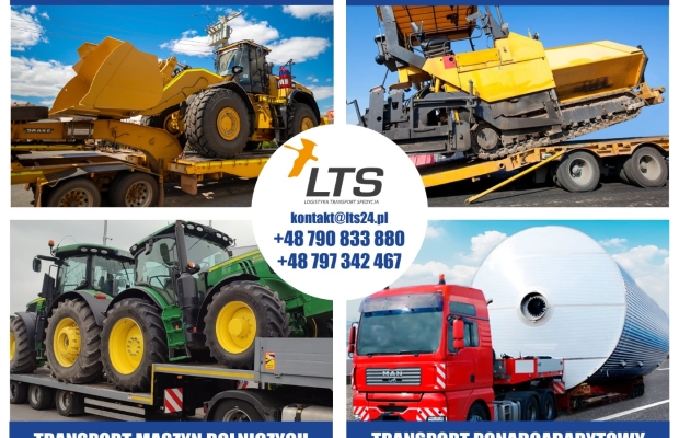Transport ponadnormatywny - ponadgabarytowy, niskopodwoziowy, kombajnu