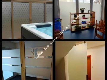 Folie okienne matowe białe, szare, mleczne, mrożone, mrożone niebieskie, mrożone złote...Folkos folie z usługą oklejania