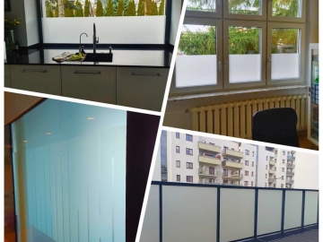 Folie okienne matowe białe, szare, mleczne, mrożone, mrożone niebieskie, mrożone złote...Folkos folie z usługą oklejania