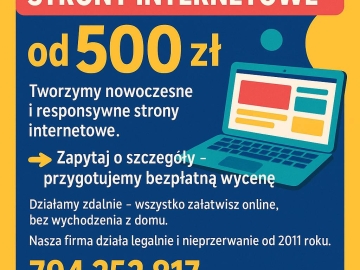 Strona internetowa od 500 PLN z mocną promocją na START/ FAKTURA
